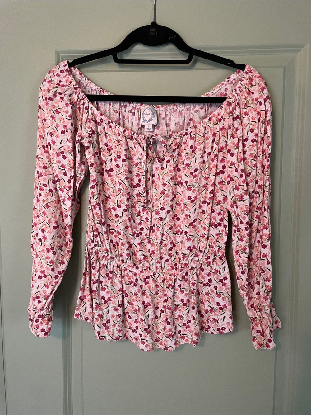 Pink Floral Off-Shoulder Peplum Top